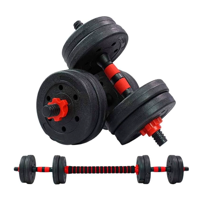 SET MANCUERNAS CON BARRA AJUSTABLE 20KG - 1