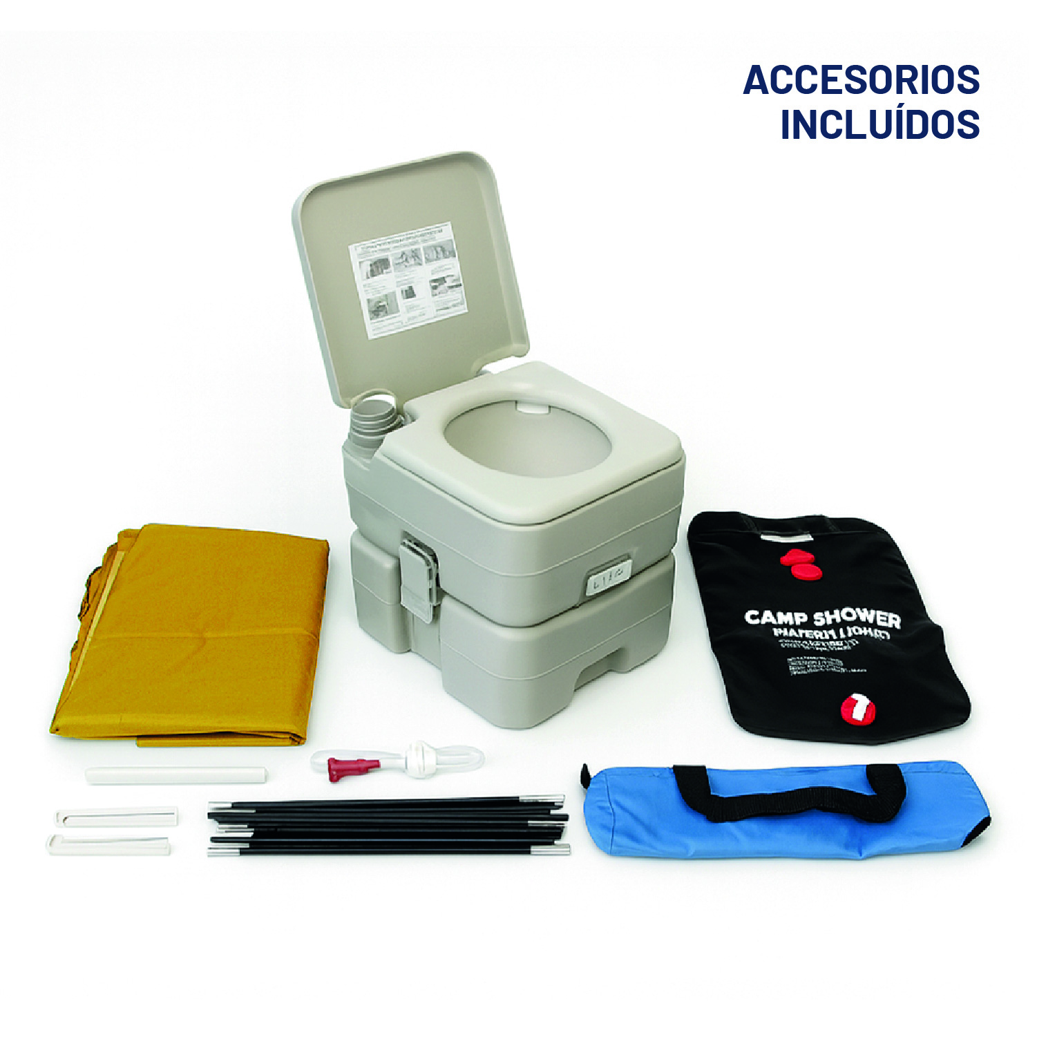 Baño Químico Portátil con Carpa y Ducha Solar 20 L para Camping - 5