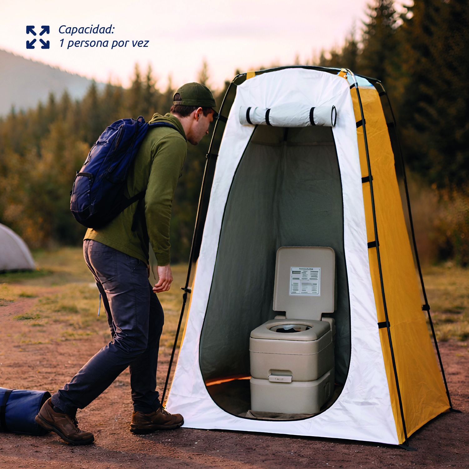 Baño Químico Portátil con Carpa y Ducha Solar 20 L para Camping - 8