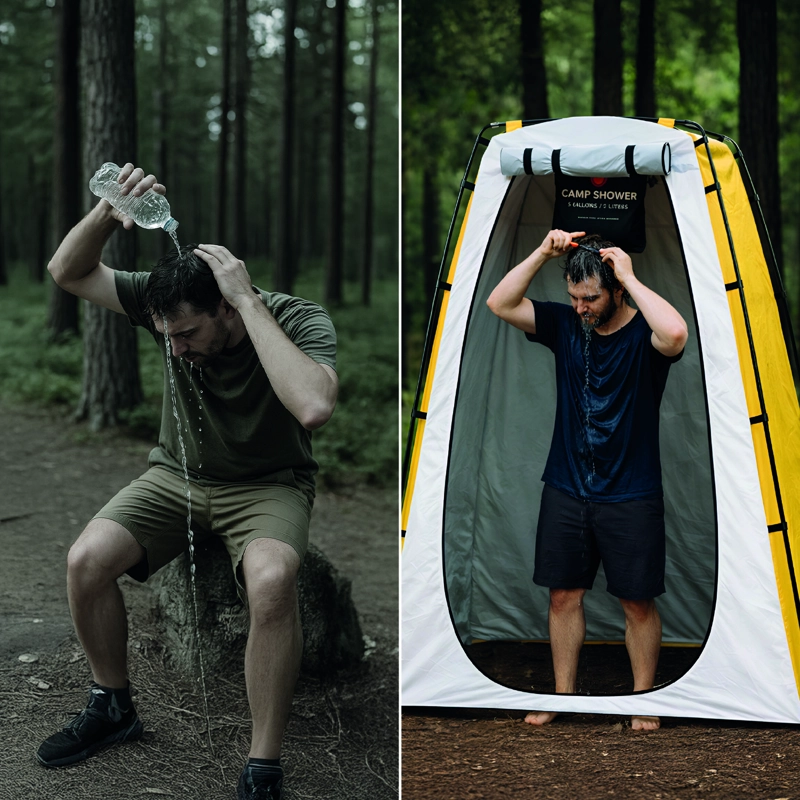Baño Químico Portátil con Carpa y Ducha Solar 20 L para Camping - 10