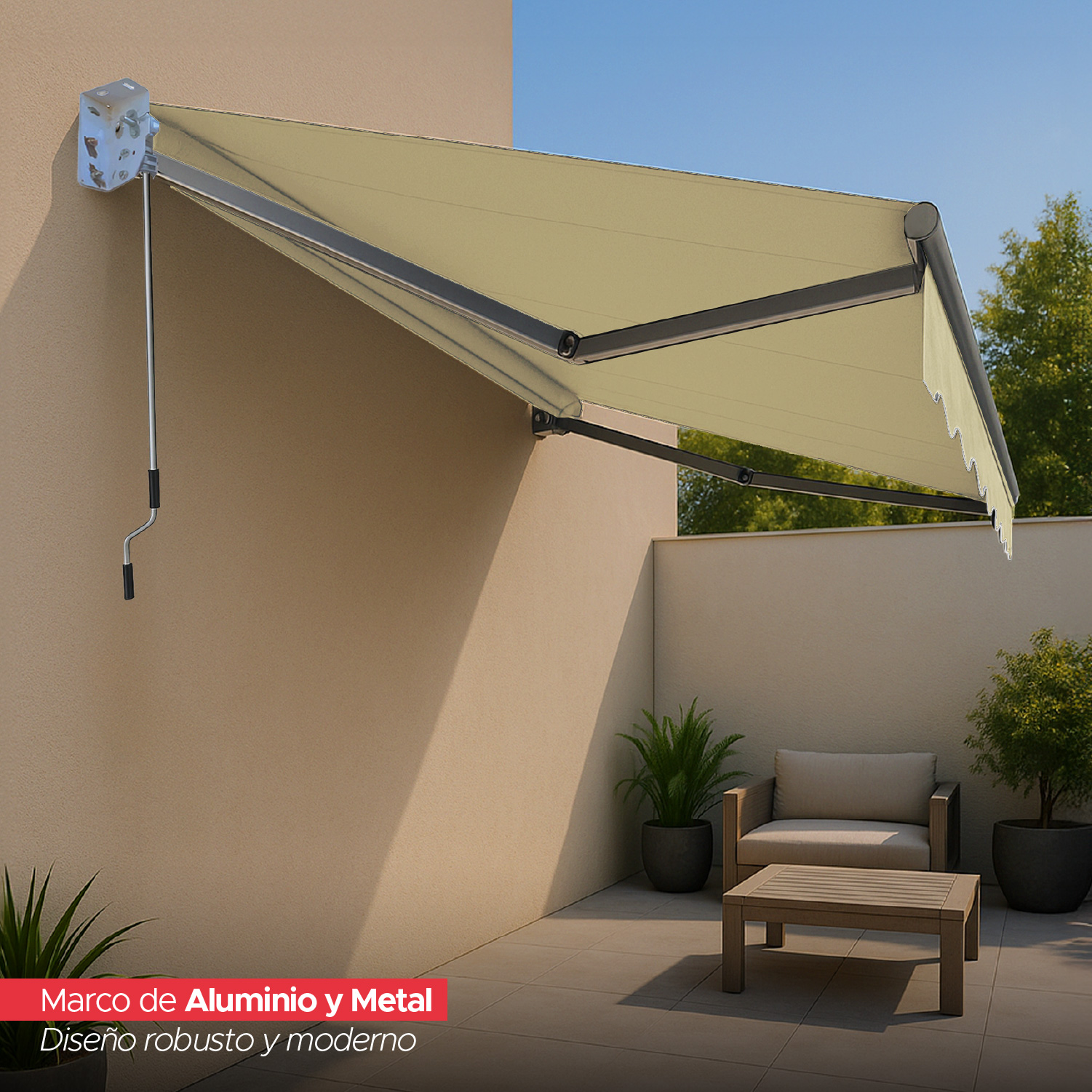 TOLDO CON BRAZO RETRACTIL TERRAZAS 2 X 1.5 MTS BEIGE - 5