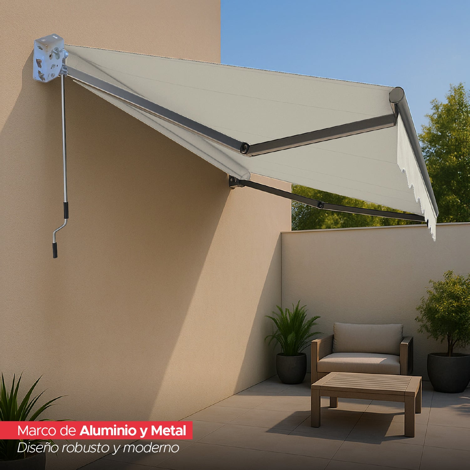 TOLDO CON BRAZO RETRACTIL TERRAZAS 2X1.5 MTS BLANCO - 4
