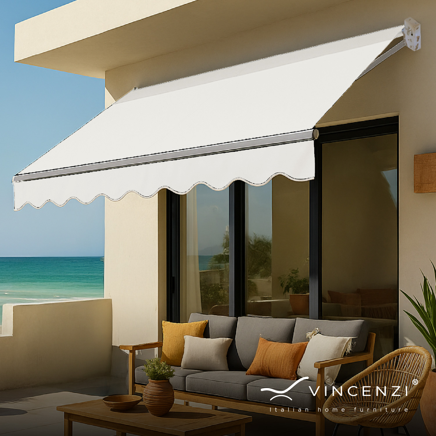 TOLDO CON BRAZO RETRACTIL TERRAZAS 2X1.5 MTS BLANCO - 7