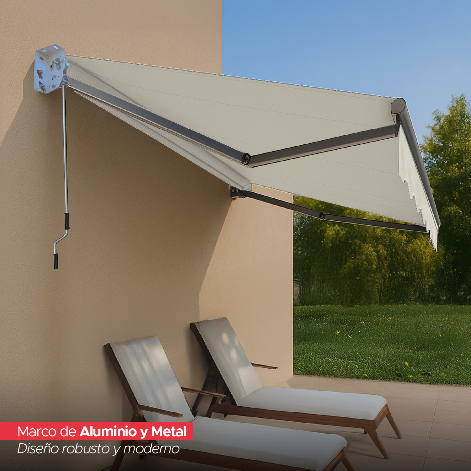 TOLDO CON BRAZO RETRACTIL TERRAZAS 3X2.5 MTS BLANCO VINCENZI - 5