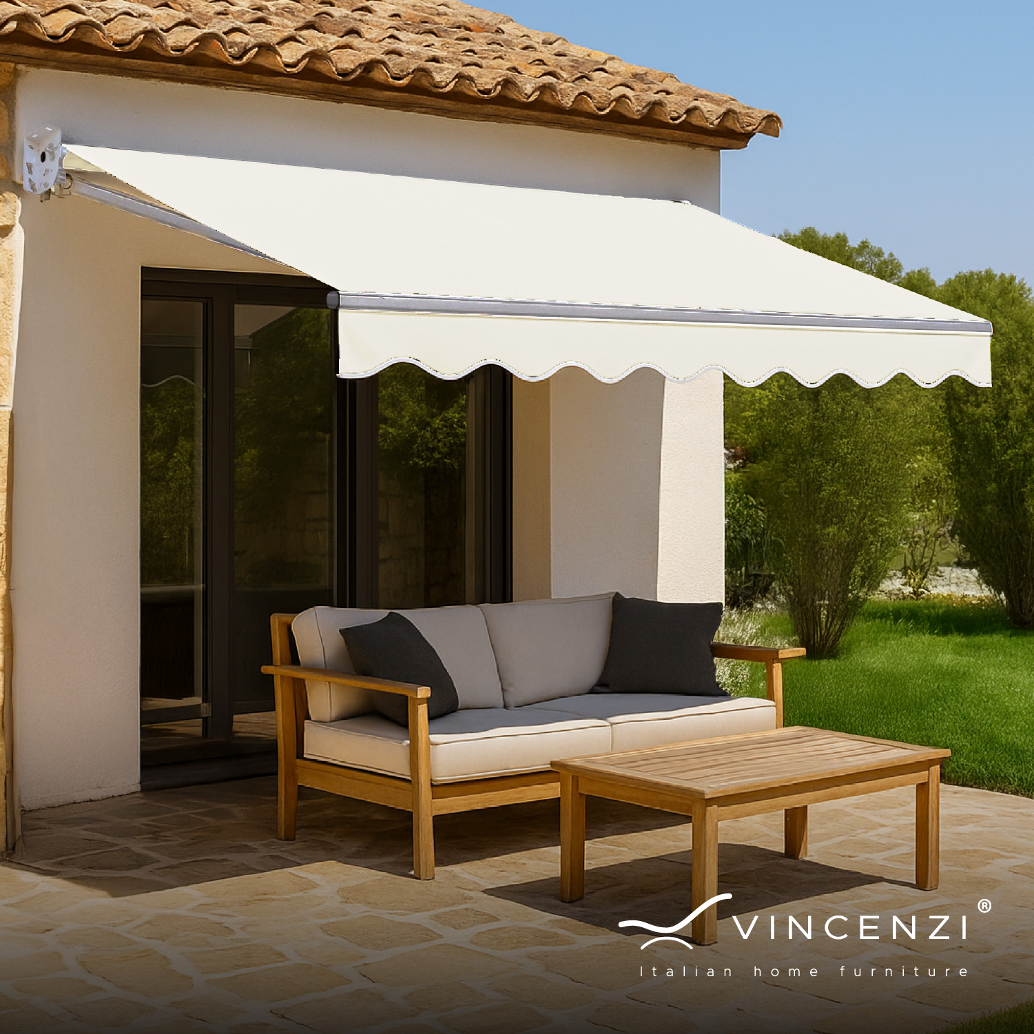 TOLDO CON BRAZO RETRACTIL TERRAZAS 3X2.5 MTS BLANCO VINCENZI - 6