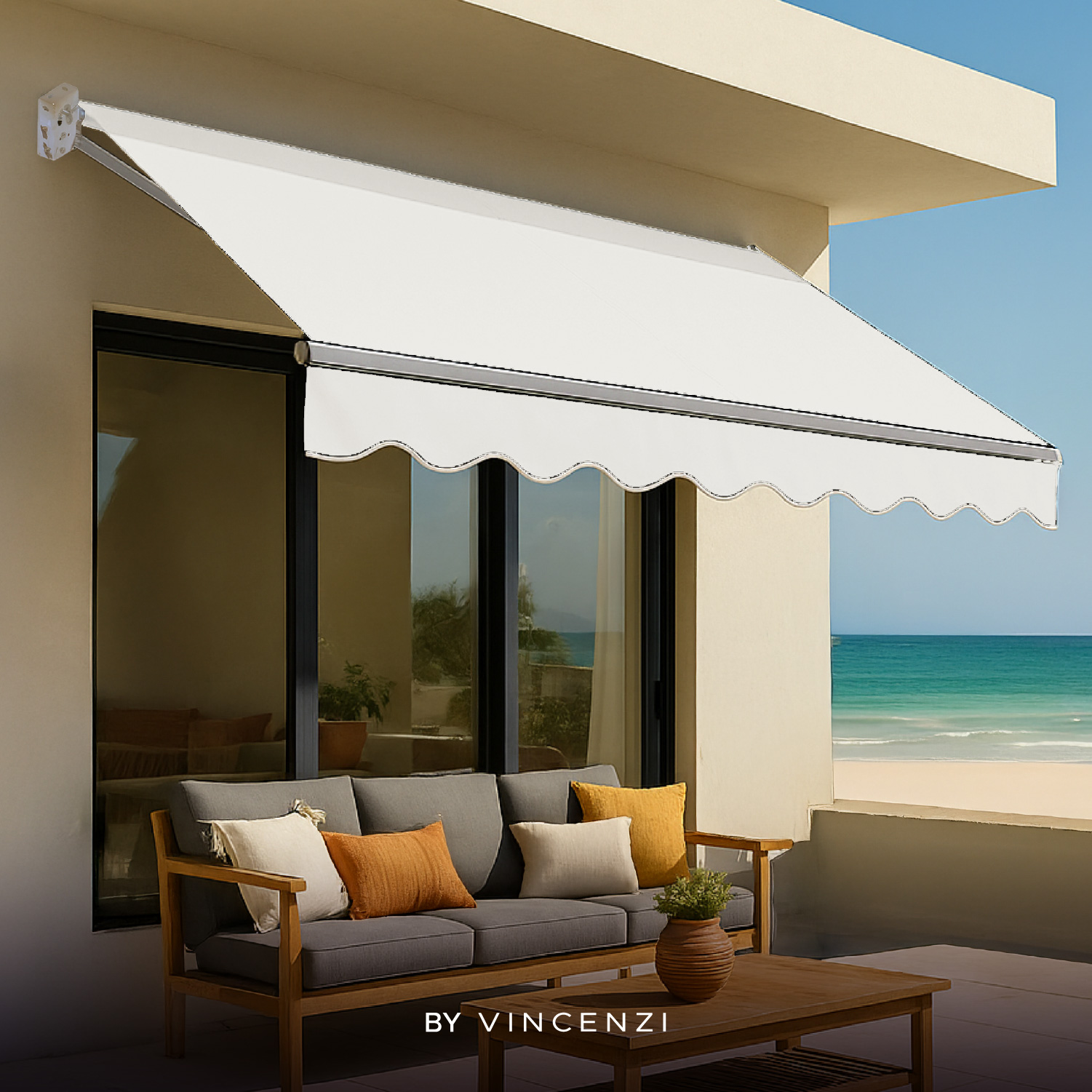 TOLDO CON BRAZO RETRACTIL TERRAZAS 3X2.5 MTS BLANCO VINCENZI - 7