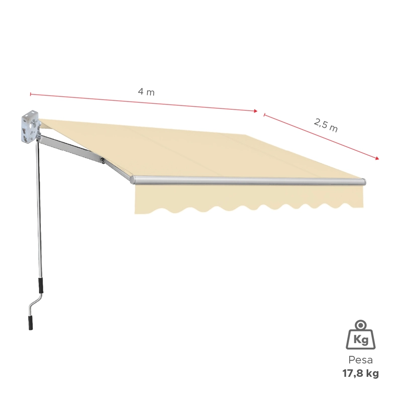 TOLDO CON BRAZO RETRACTIL TERRAZAS 4 X 2.5 MTS BEIGE - 2