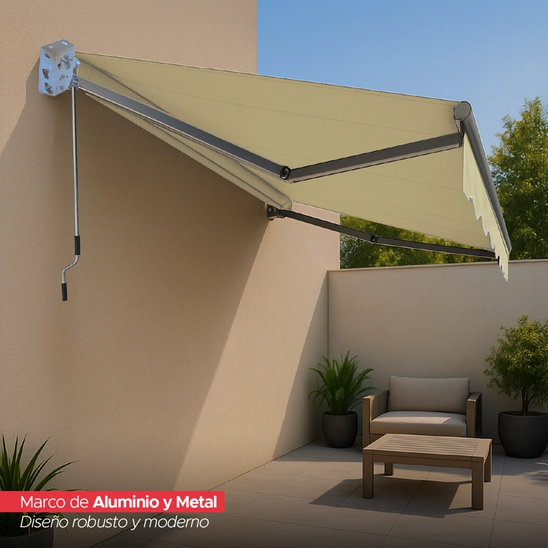 TOLDO CON BRAZO RETRACTIL TERRAZAS 4 X 2.5 MTS BEIGE - 5