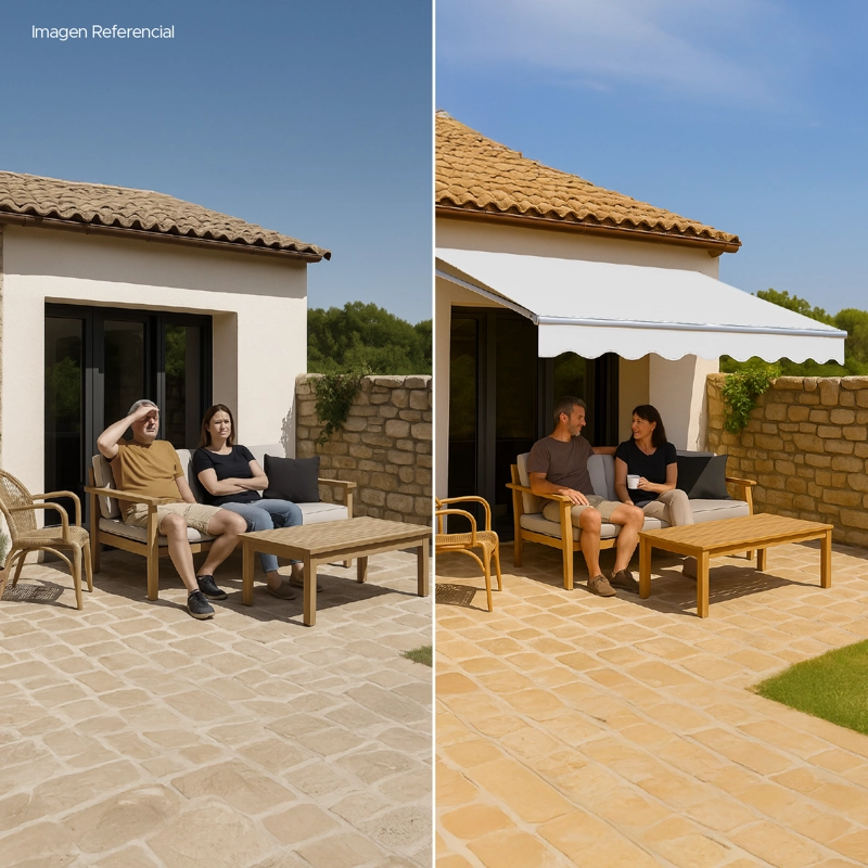 Toldo Con Brazo Retráctil para Terrazas 4x2.5 Mts Blanco Vincenzi - 6