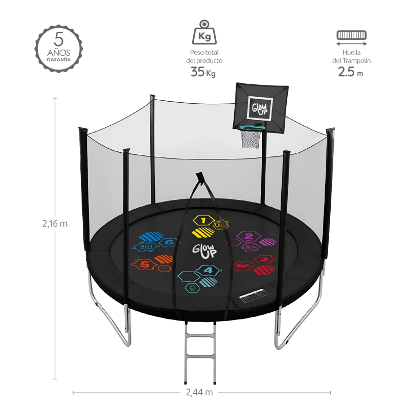 CAMA ELÁSTICA + MALLA Y ESCALERA 8FT 2,44 MTS EDICIÓN LTDA - 6
