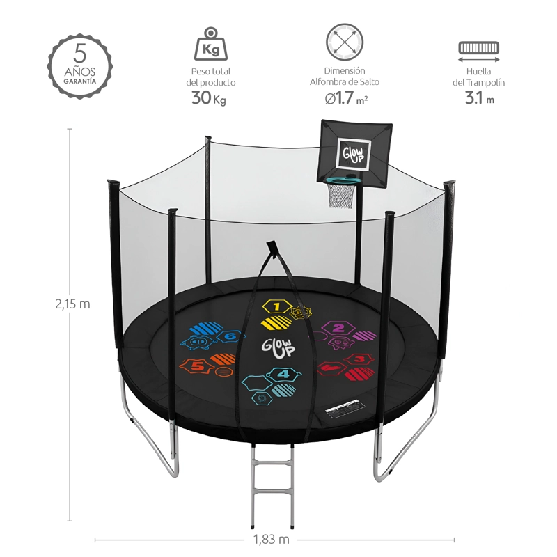 Cama elástica 6ft 183mt edición ltda con Juegos agua GlowUp - 6