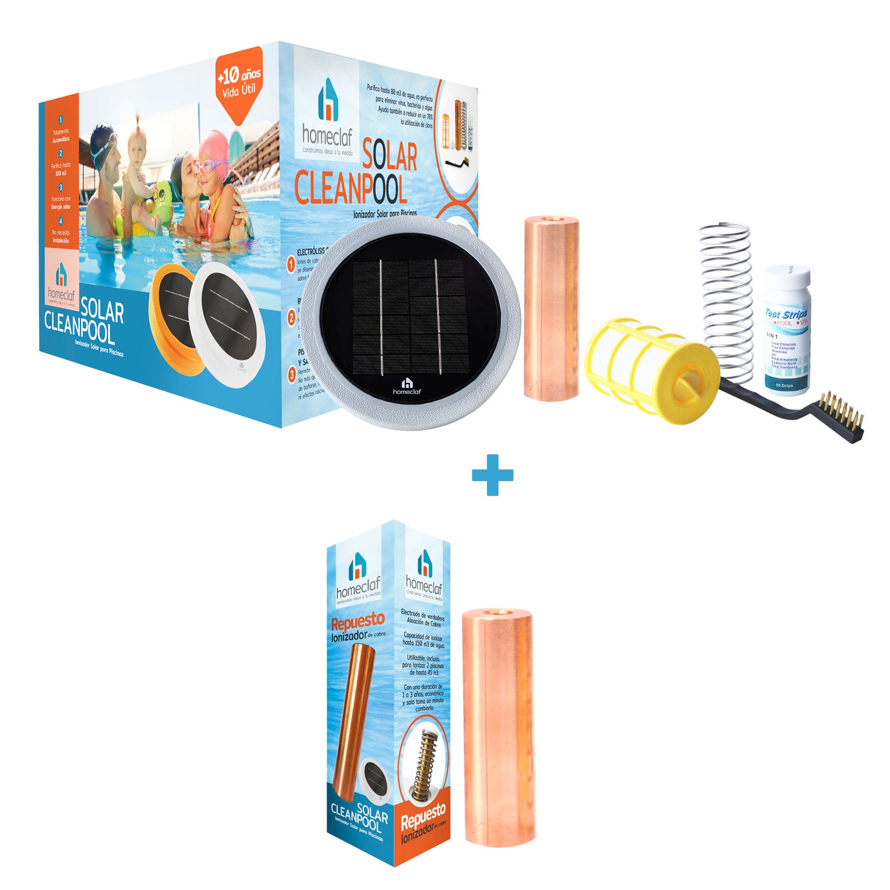 PACK HOMECLAF IONIZADOR PISCINA + REPUESTO IONIZADOR - 1