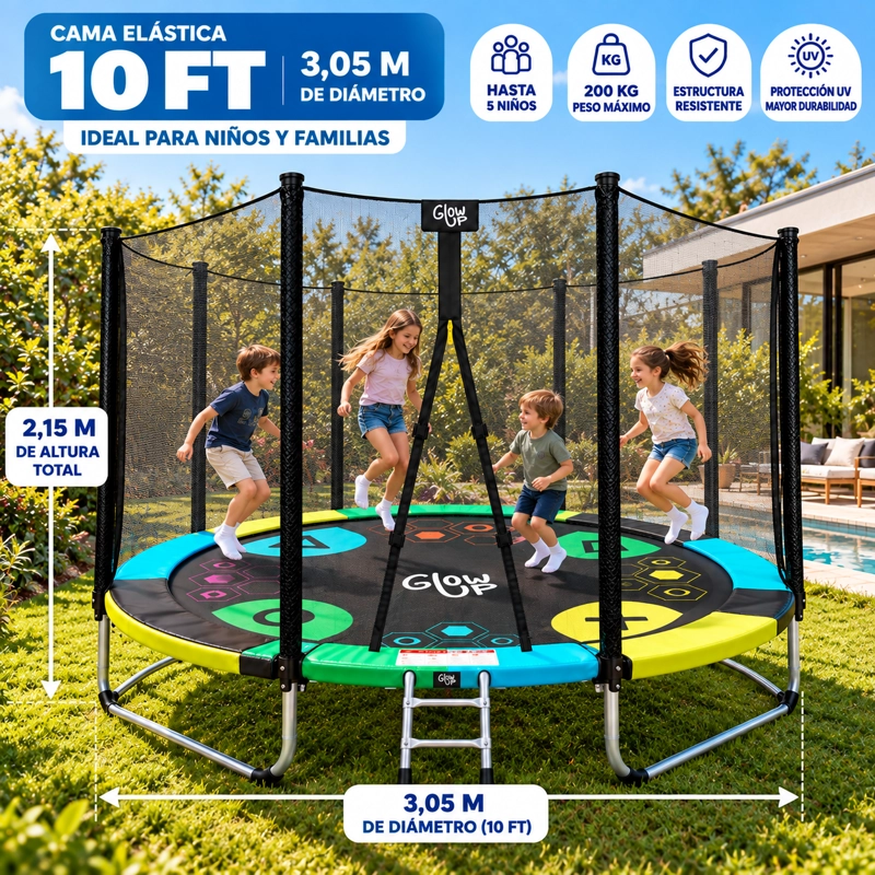 CAMA ELÁSTICA 3,05 MT 10FT EDICIÓN GAMER EXCLUSIVA F GLOWUP - 1