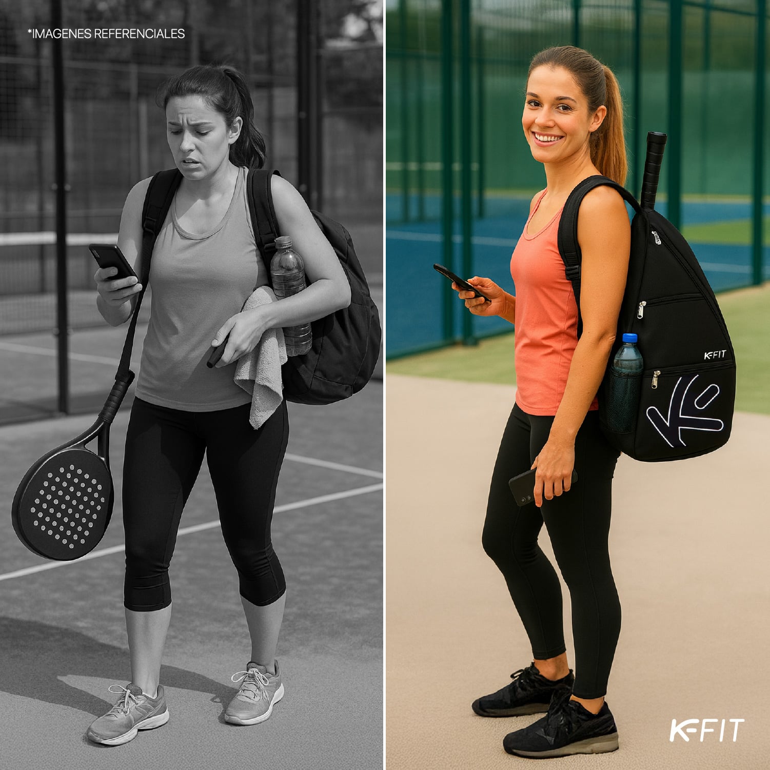 MOCHILA K-FIT R6322 NEGRO BOLSO DE PADEL KANU - 9