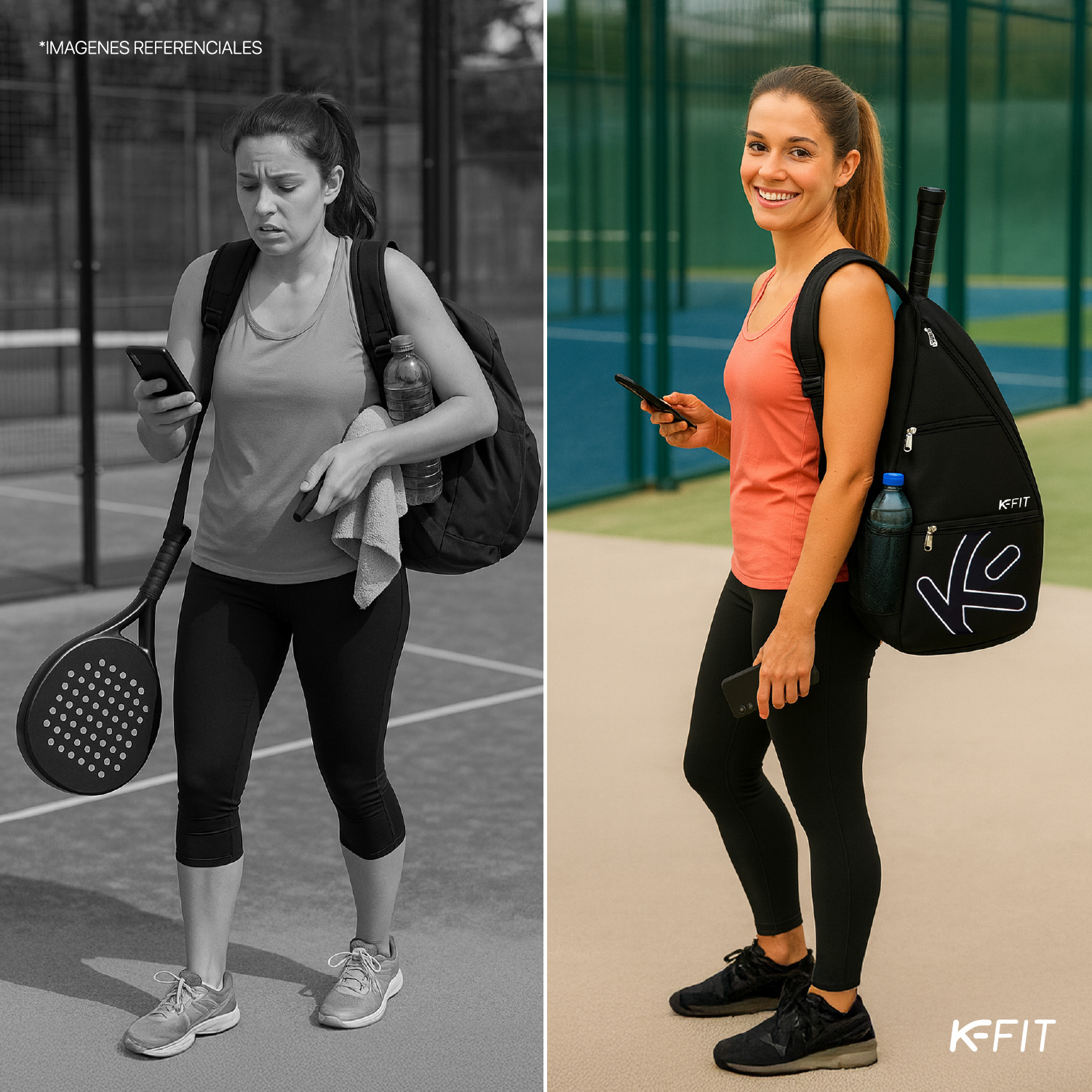 MOCHILA K-FIT R6322 NEGRO BOLSO DE PADEL KANU - 9