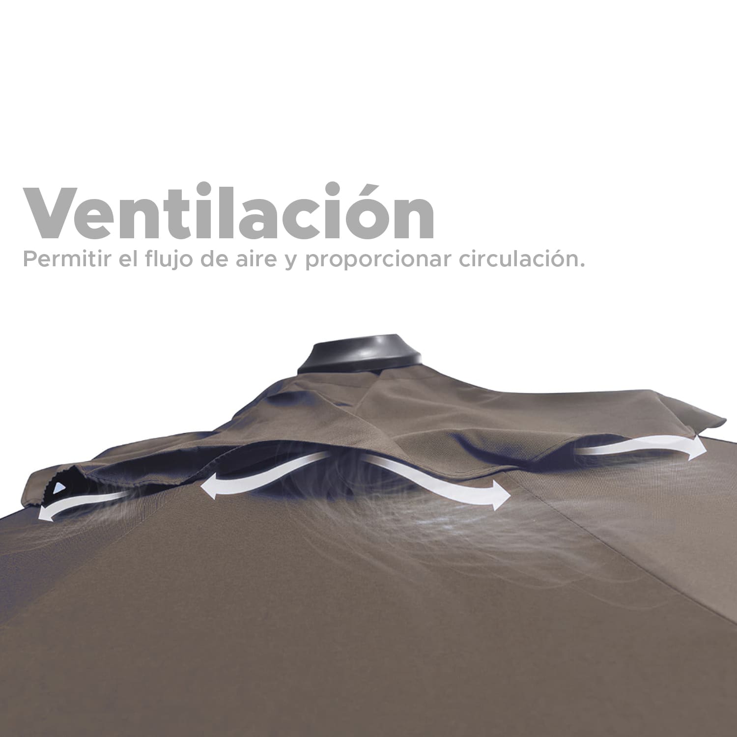 Quitasol Lateral con giro de 360° Color Khaki impermeable Vincenzi - 10