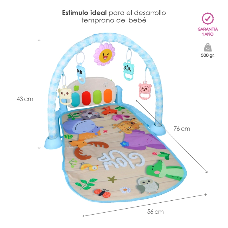 GIMNASIO PARA BEBES GLOWUP R6565 CELESTE CON PIANO - 2