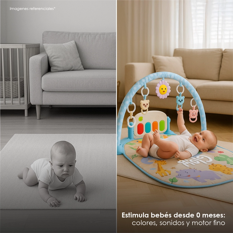 GIMNASIO PARA BEBES GLOWUP R6565 CELESTE CON PIANO - 9