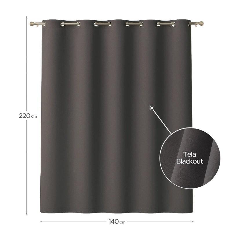 CORTINA DE TELA BLACKOUT GRIS GRAFITO VINCENZI 140X220 - 2