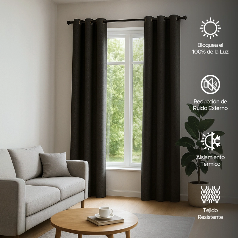 CORTINA DE TELA BLACKOUT GRIS GRAFITO VINCENZI 140X220 - 4