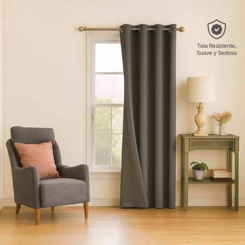 CORTINA DE TELA BLACKOUT GRIS GRAFITO VINCENZI 140X220 - 6