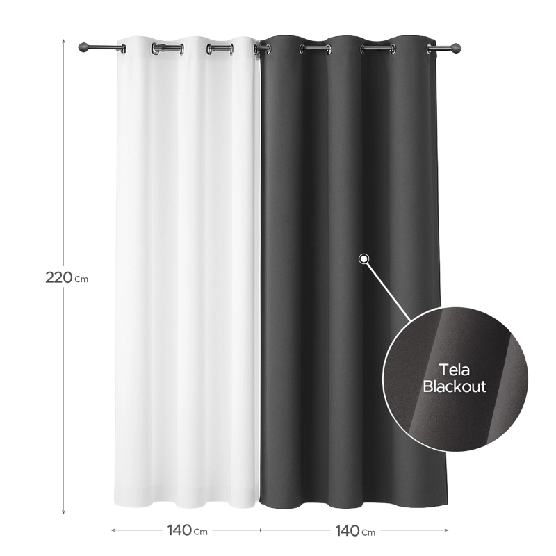 CORTINA DE TELA BLACKOUT GRIS GRAFITO + VELO VINCENZI 140X220 - 2