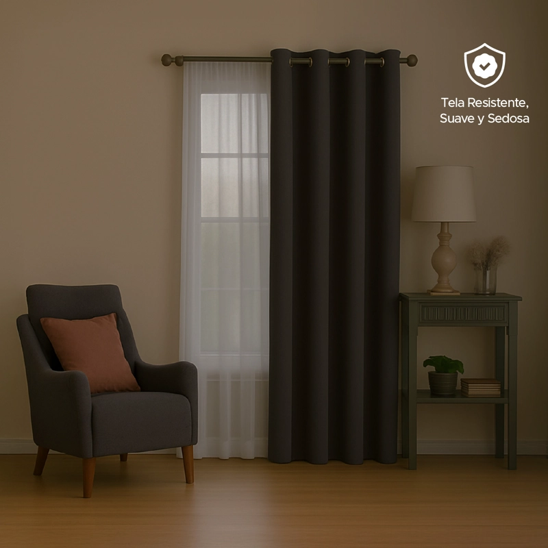 CORTINA DE TELA BLACKOUT GRIS GRAFITO + VELO VINCENZI 140X220 - 6
