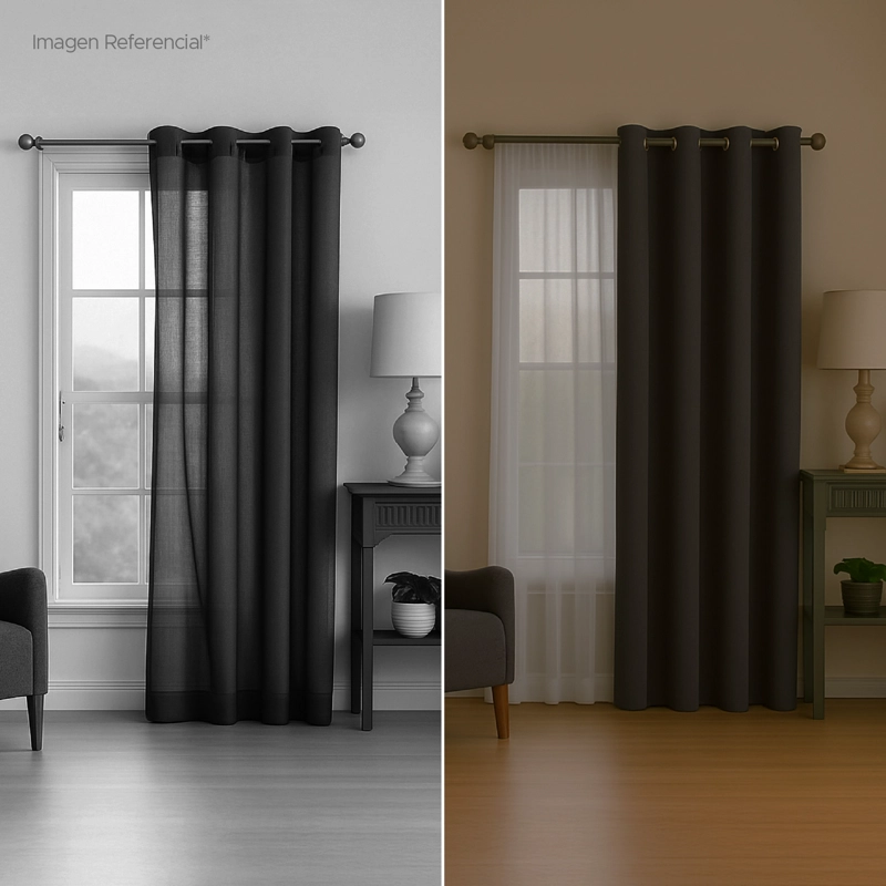 CORTINA DE TELA BLACKOUT GRIS GRAFITO + VELO VINCENZI 140X220 - 7