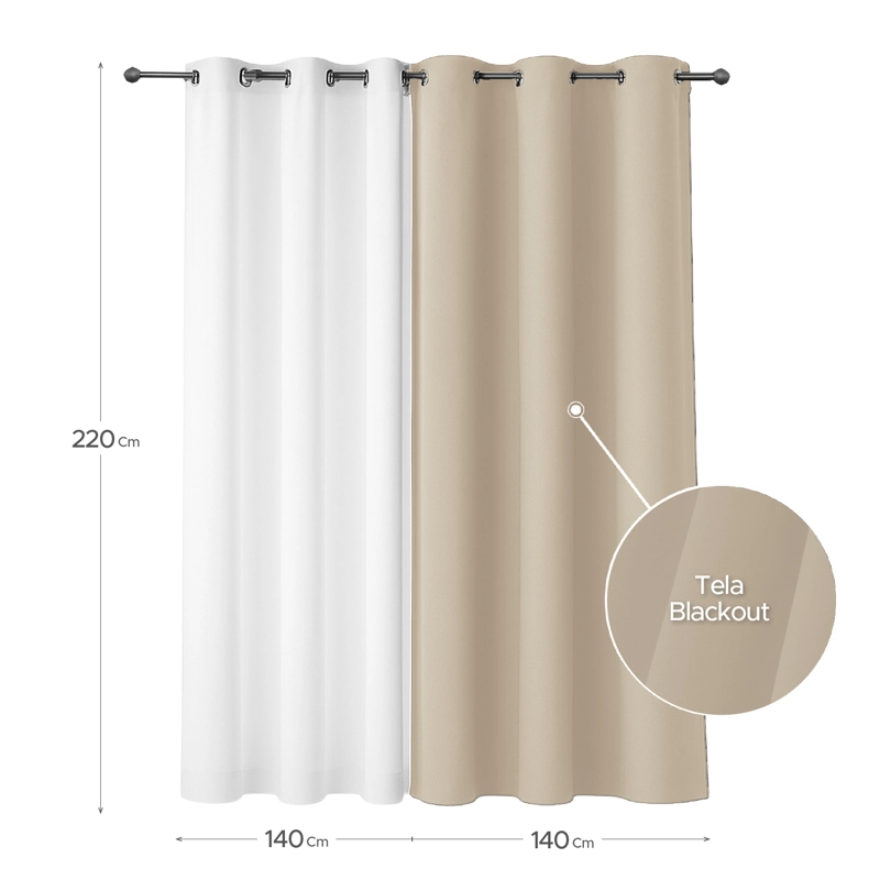 CORTINA DE TELA BLACKOUT BEIGE + VELO VINCENZI 140X220 CM VINCENZI - 2