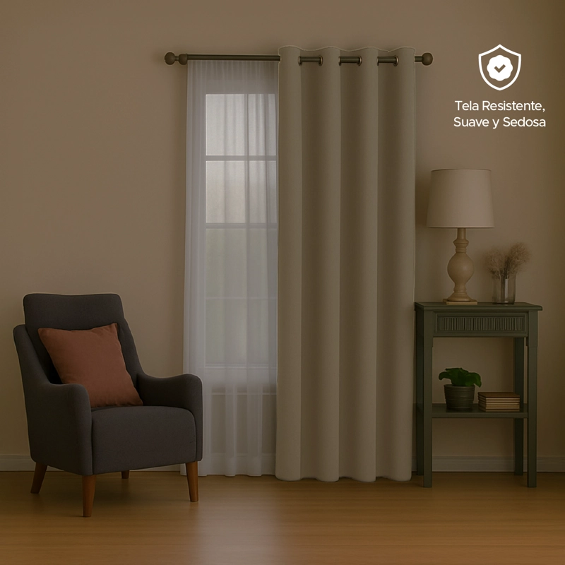 CORTINA DE TELA BLACKOUT BEIGE + VELO VINCENZI 140X220 CM VINCENZI - 6