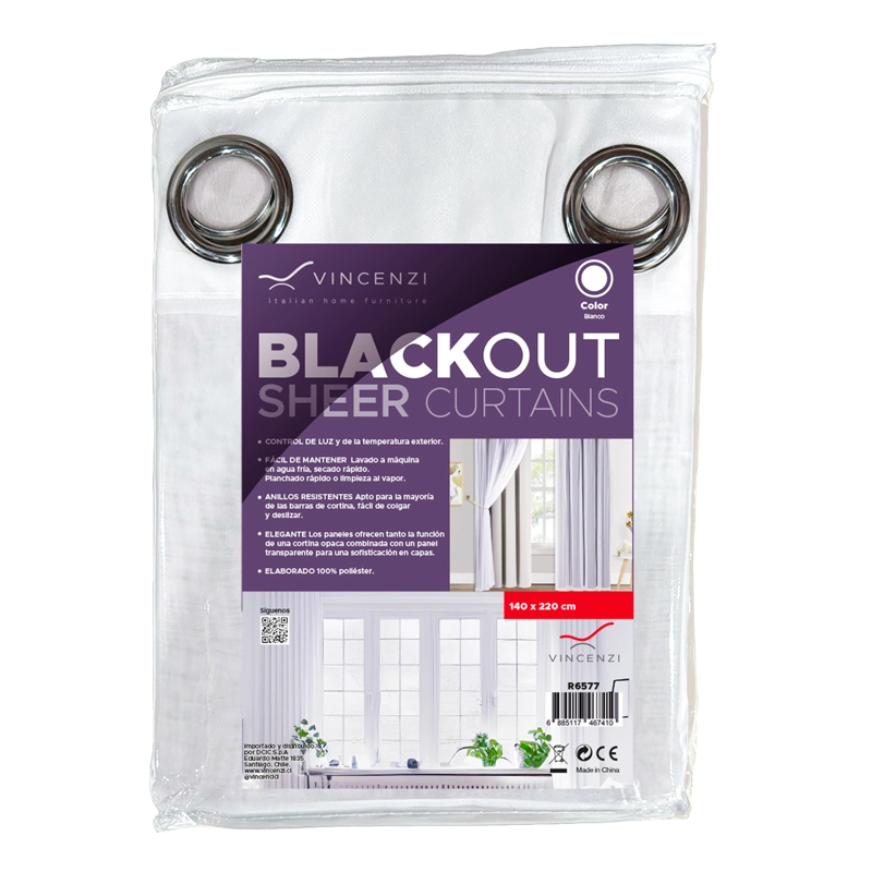 CORTINA DE TELA BLACKOUT BLANCA + VELO VINCENZI 140X220 - 7
