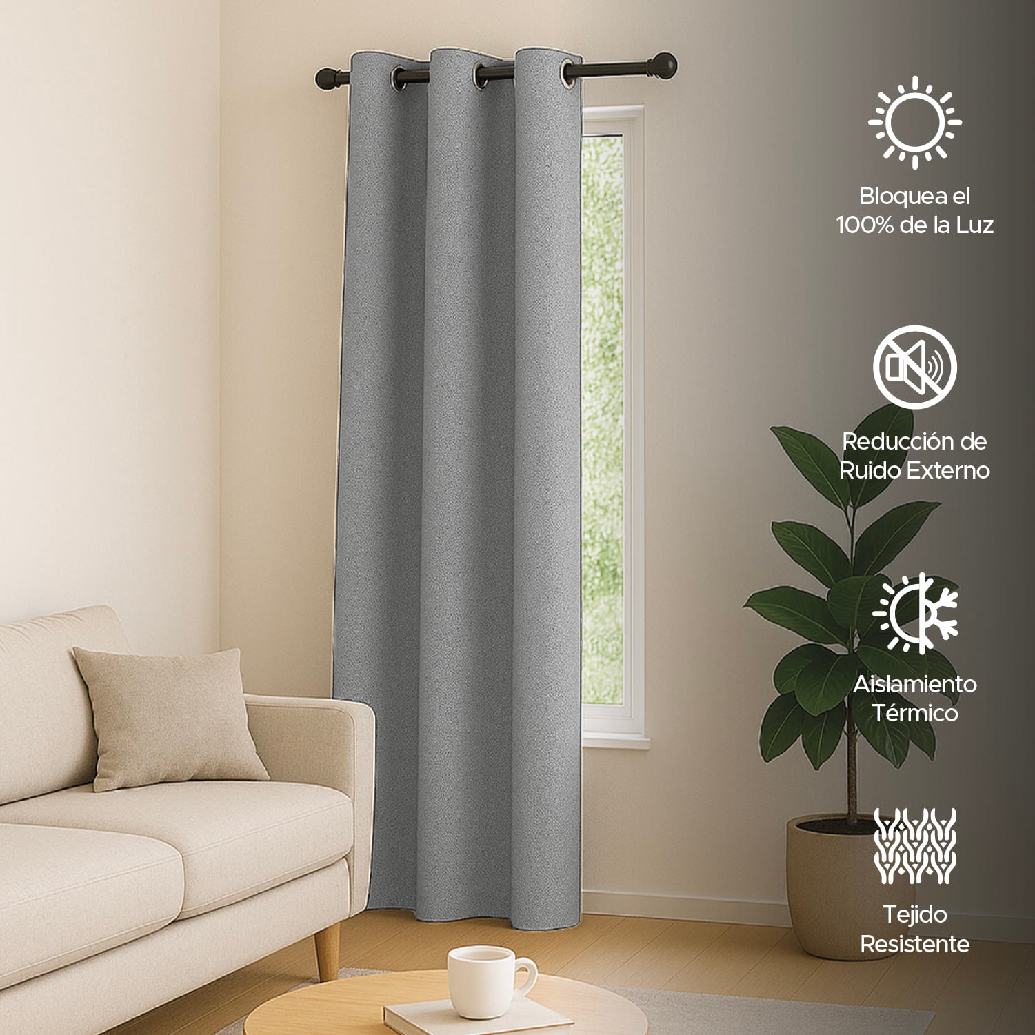 CORTINA DE TELA BLACKOUT GRIS VINCENZI 140X220 - 5