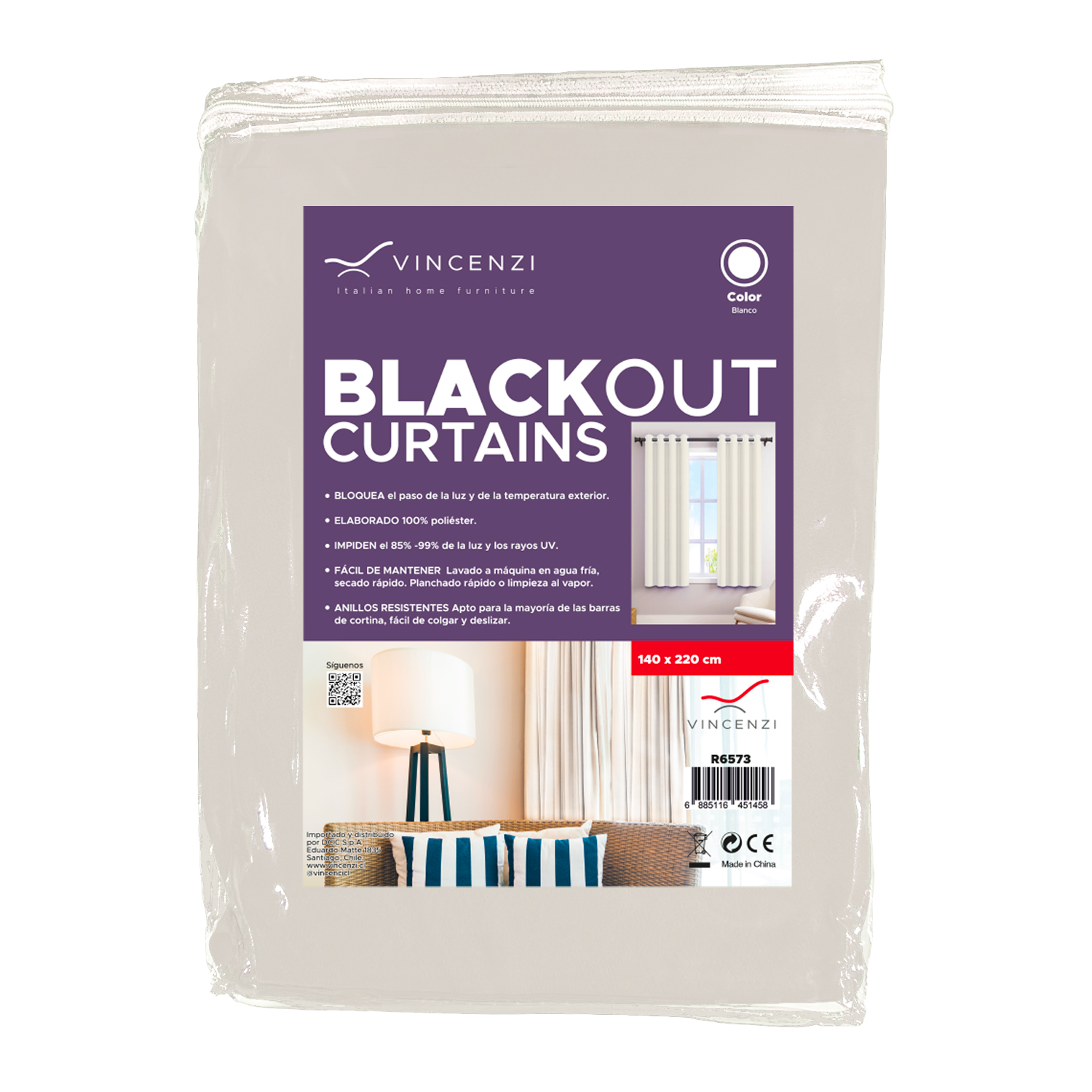CORTINA DE TELA BLACKOUT BLANCA VINCENZI 140X220 - 8