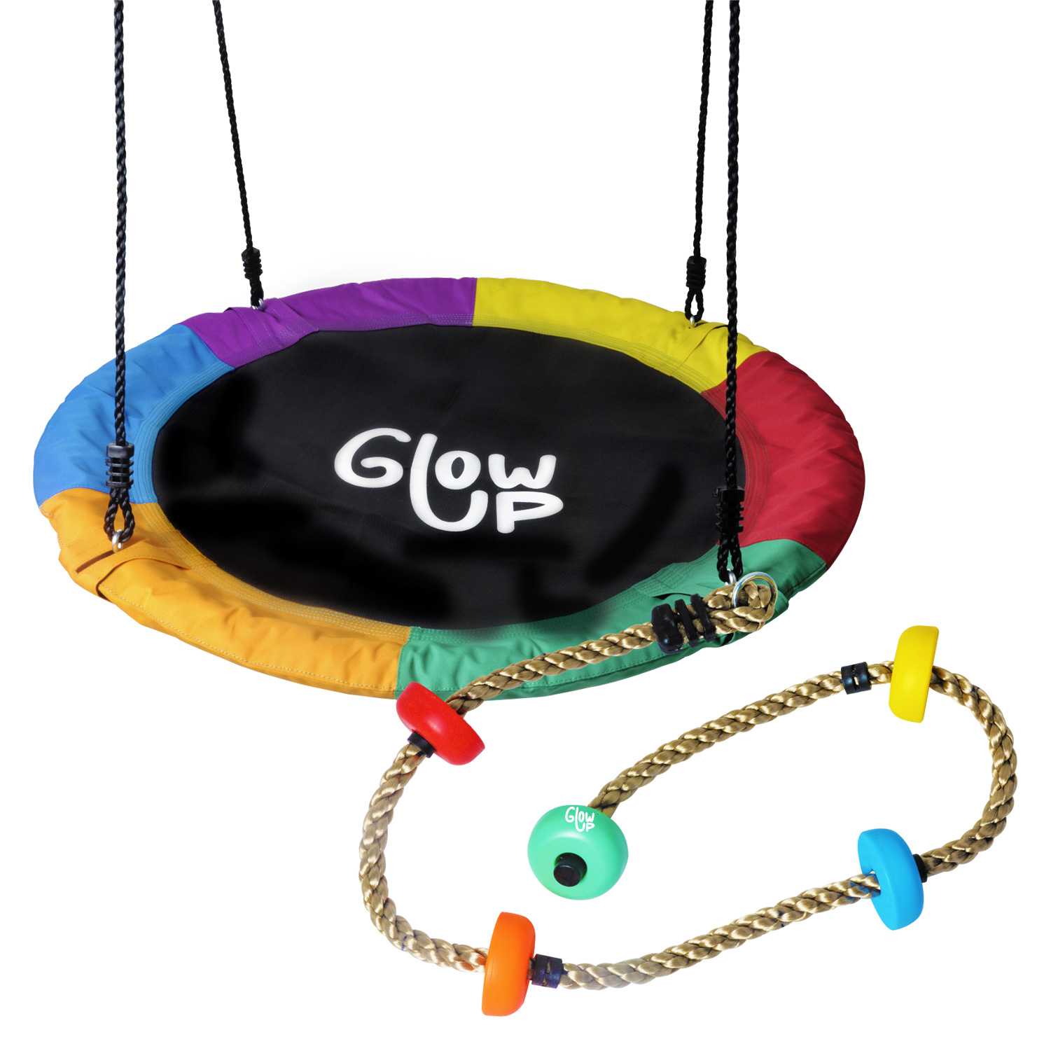 Pack Columpio Hamaca Redonda + Escalador GlowUp Multicolor - 6