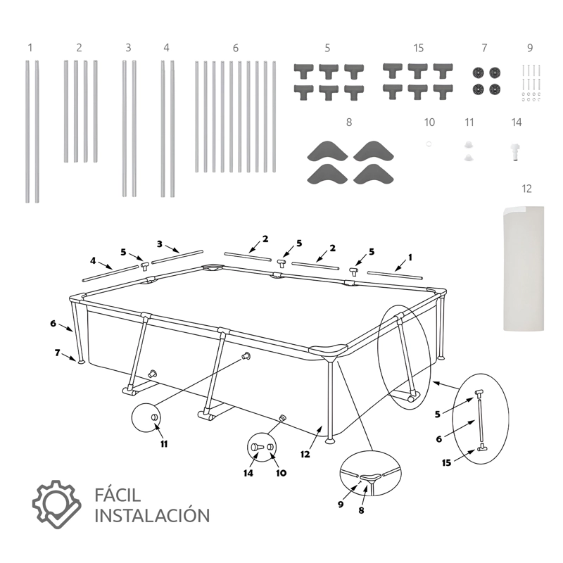 PISCINA ESTRUCTURAL GLOWUP 228X159X42 CM 1287 L - 8