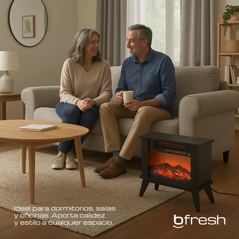 CHIMENEA ELÉCTRICA ESTUFA 1000W BFRESH NEGRA - 3