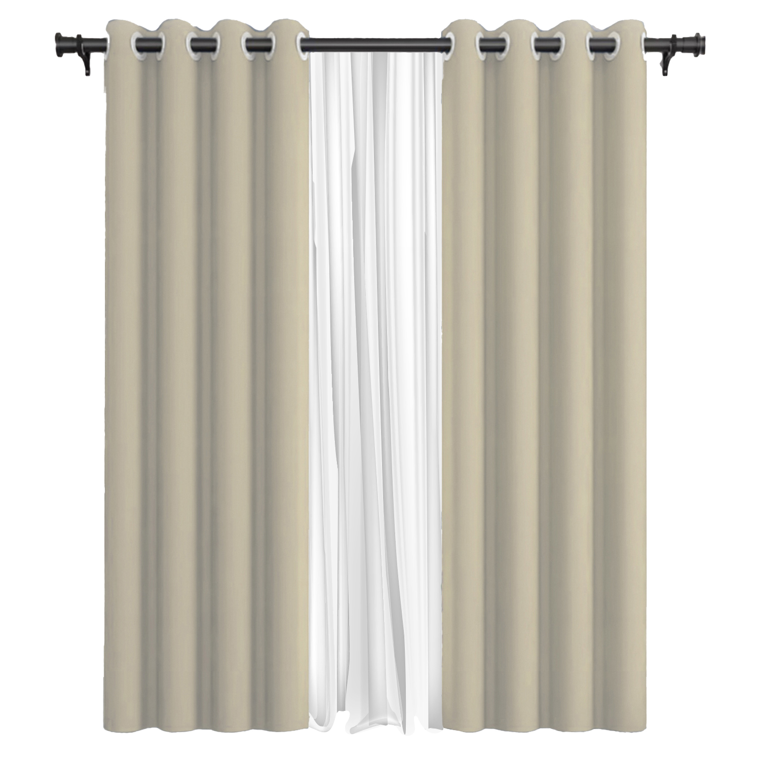 PACK CORTINA DE TELA BLACKOUT + VELO VINCENZI 140X220 BEIGE - 1