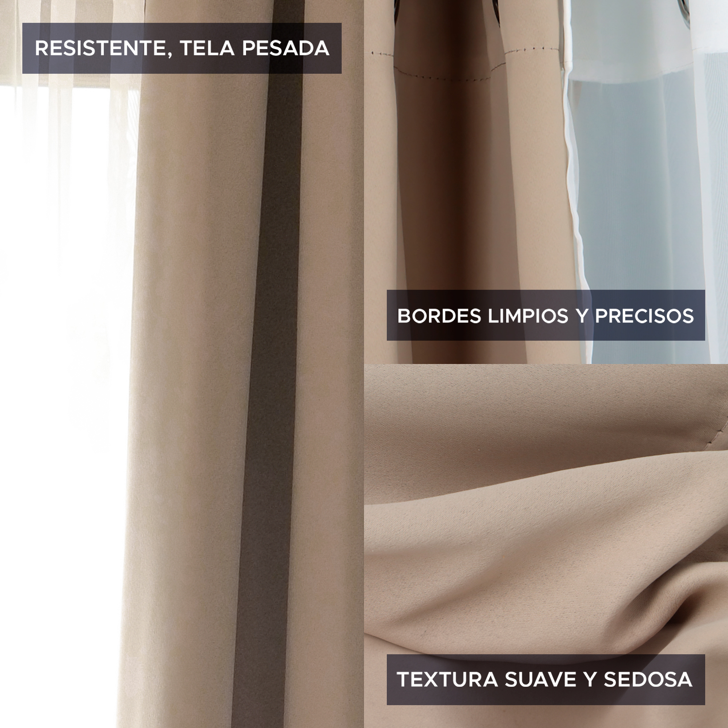 PACK CORTINA DE TELA BLACKOUT + VELO VINCENZI 140X220 BEIGE - 5