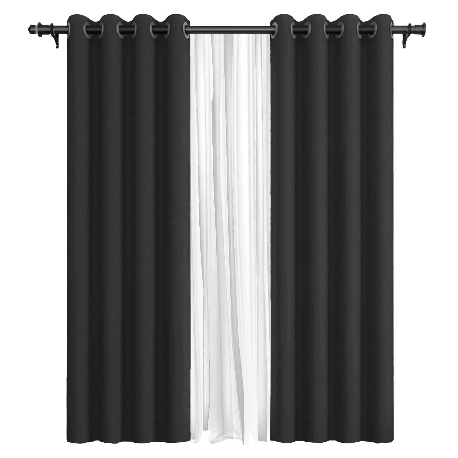 PACK CORTINA DE TELA BLACKOUT + VELO VINCENZI 140X220 GRIS GRAFITO - 1