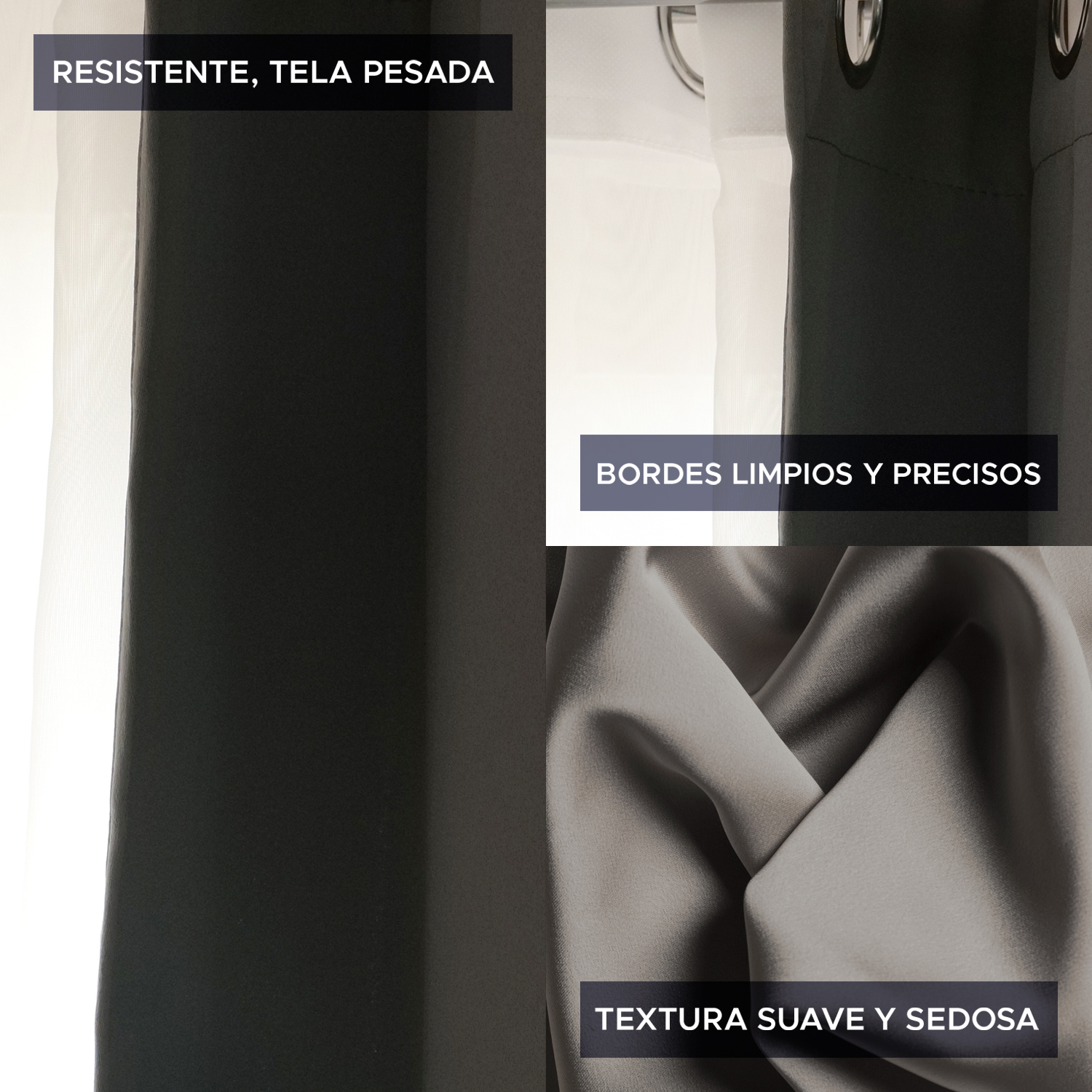 PACK CORTINA DE TELA BLACKOUT + VELO VINCENZI 140X220 GRIS GRAFITO - 4