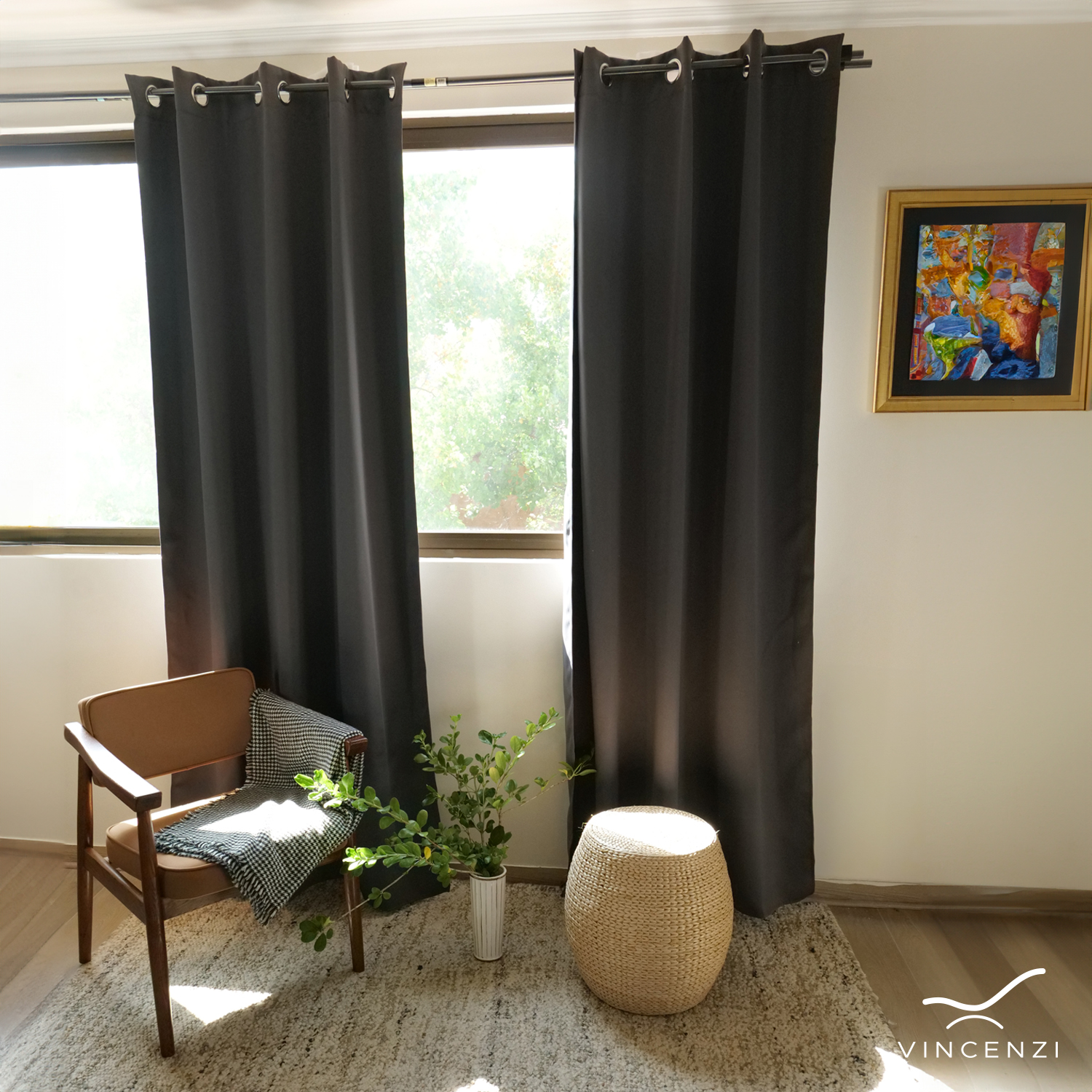 PACK CORTINA DE TELA BLACKOUT VINCENZI 140X220 GRIS GRAFITO - 5
