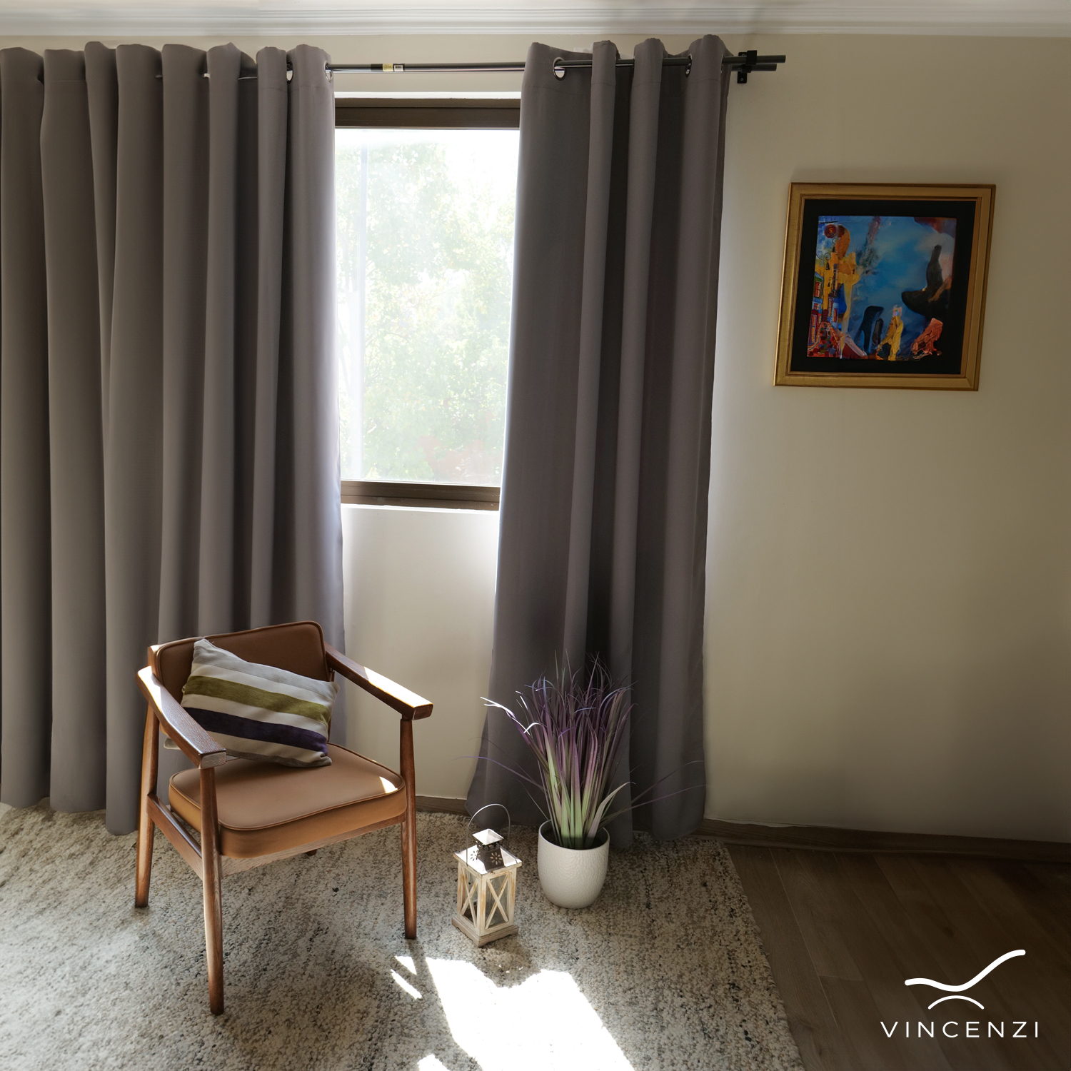 PACK CORTINA DE TELA BLACKOUT VINCENZI 140X220 GRIS - 3