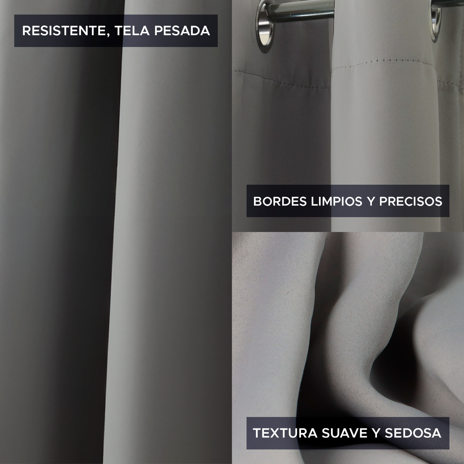 PACK CORTINA DE TELA BLACKOUT VINCENZI 140X220 GRIS - 4