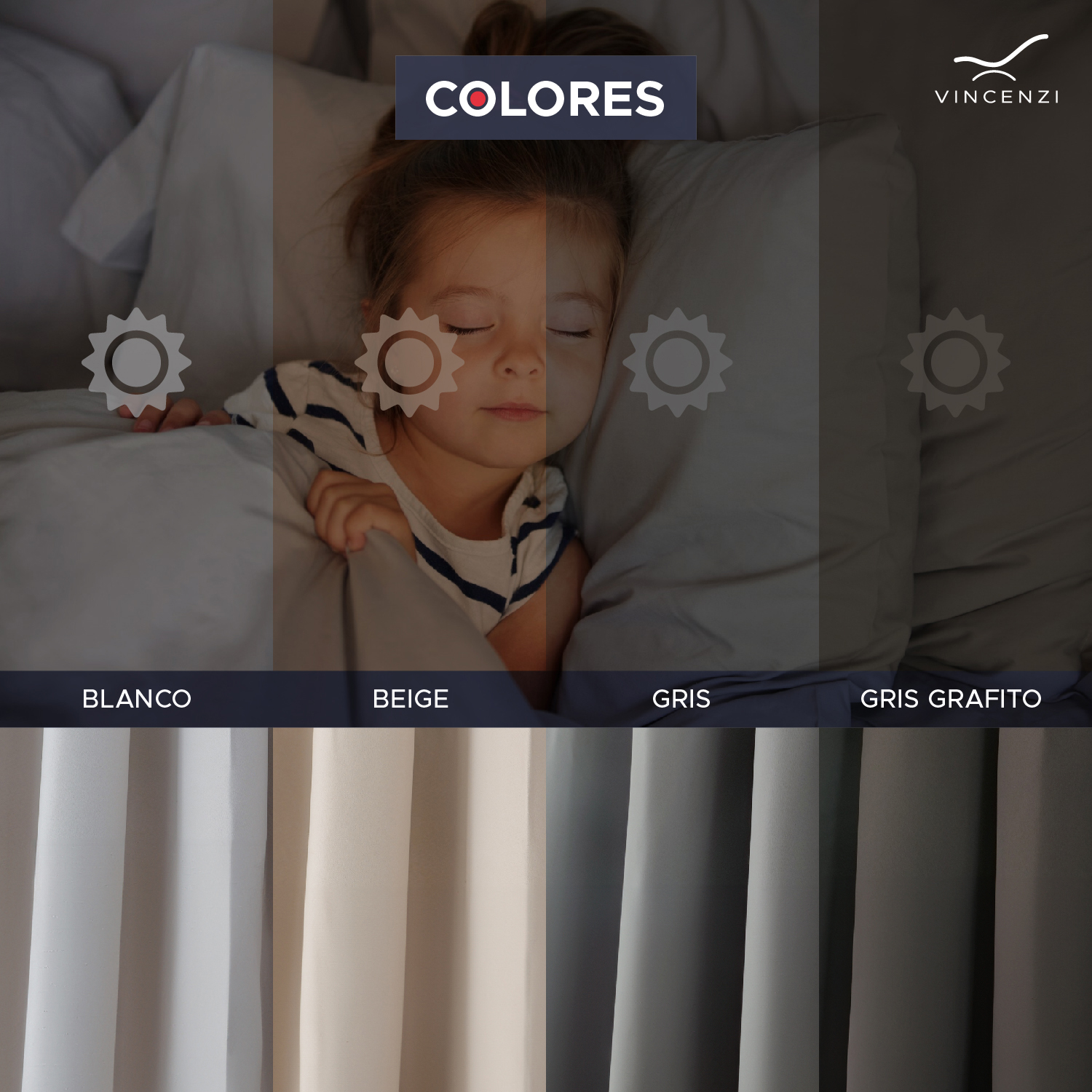 PACK CORTINA DE TELA BLACKOUT VINCENZI 140X220 GRIS - 7