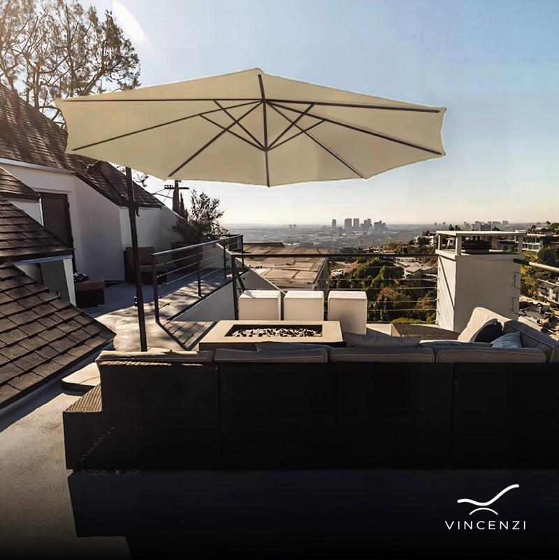 Quitasol Lateral 3x3mt Sombrilla Terraza Sol Lluvia Beige Vincenzi - 4
