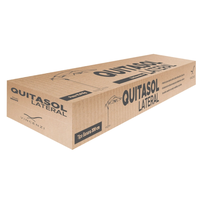 Quitasol Lateral 3x3mt Sombrilla Terraza Sol Lluvia Beige Vincenzi - 9