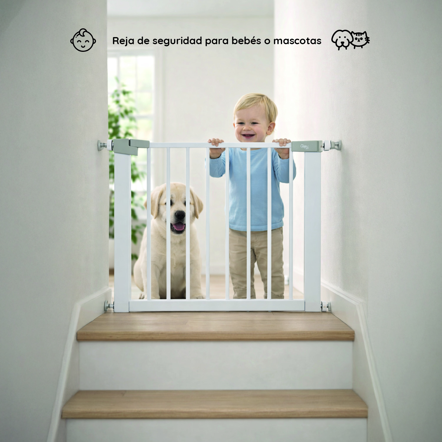 REJA SEGURIDAD GLOWUP R6747 BLANCO ESCALERA PUERTA BEBÉS Y MASCOTAS - 7