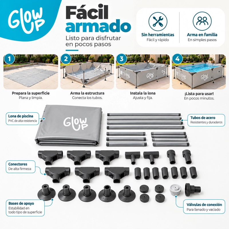PISCINA ESTRUCTURAL GLOWUP 3700 L RECTANGULAR 2X3M - 5