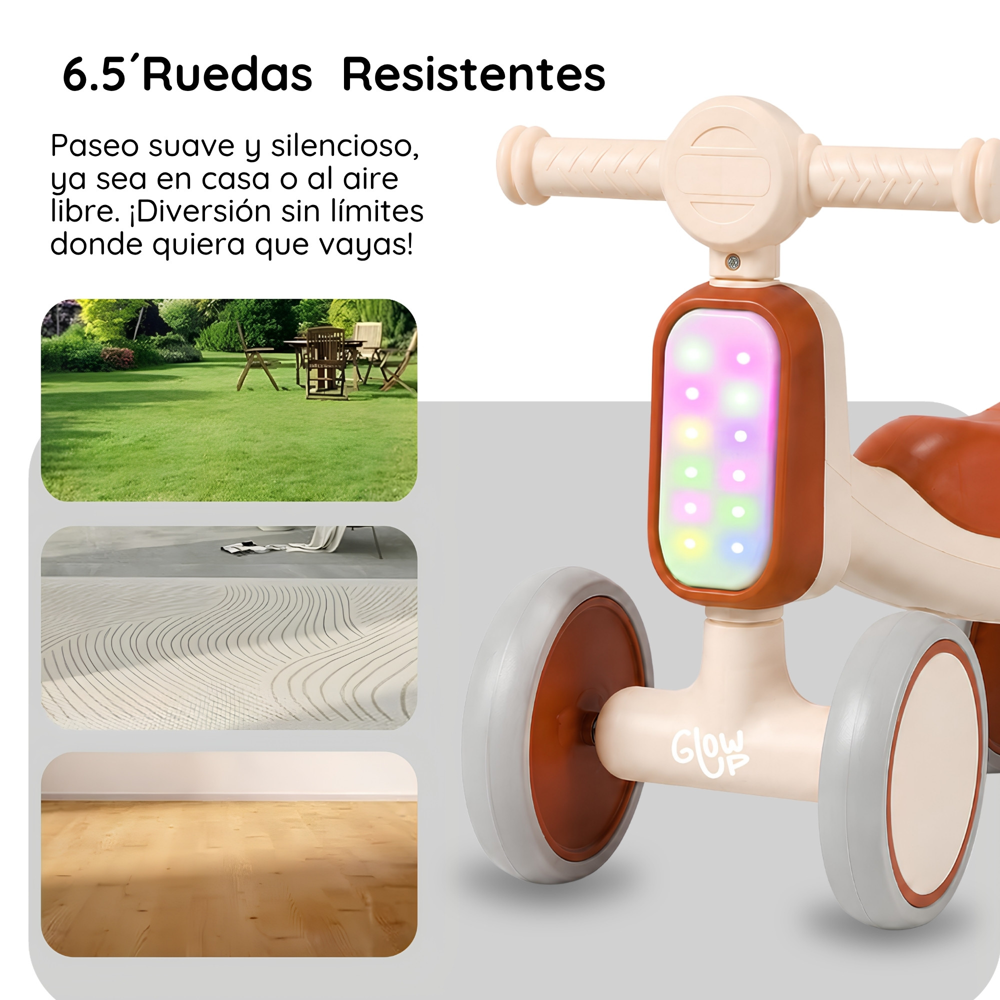 TRICICLO GLOWUP R6698 INFANTIL BAMBI LUCES Y SONIDOS CAFÉ - 3