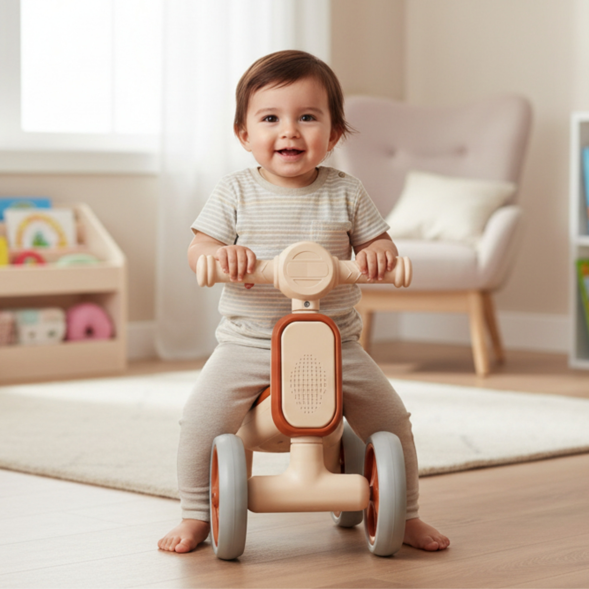 TRICICLO GLOWUP R6698 INFANTIL BAMBI LUCES Y SONIDOS CAFÉ - 6